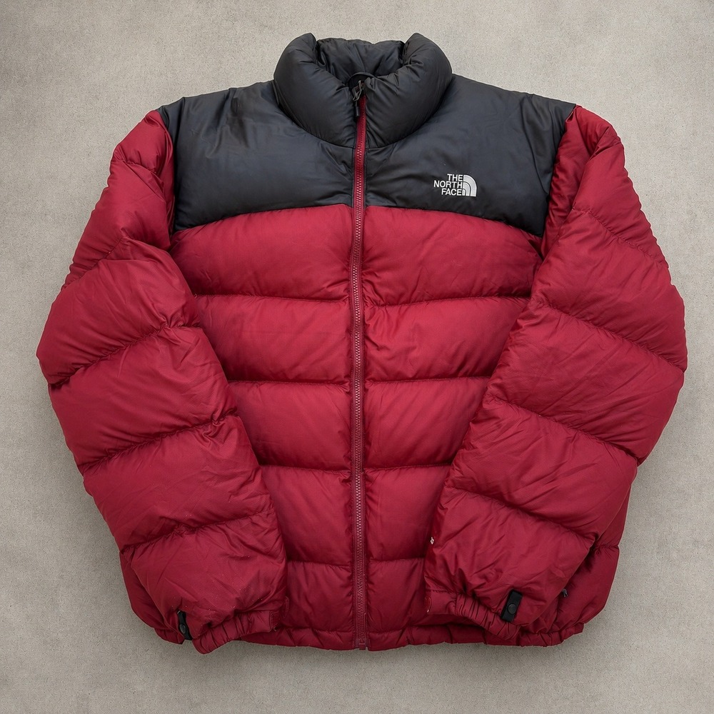 Vintage The North Face Nuptse 700 Down Puffer Jacket Mens XL Red Black Full Zip